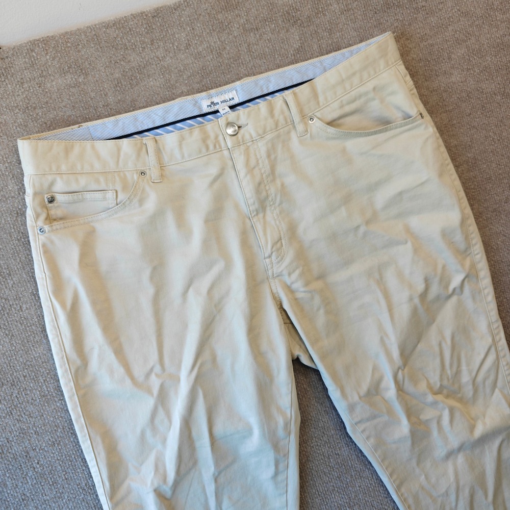 Peter Millar Mens 38 Crown Comfort 5-Pocket Pants Khaki Stone Straight Leg